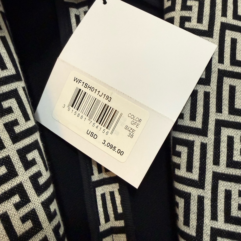 Balmain Black & White Geometric Double-Breasted Blazer - Picture 6 of 8